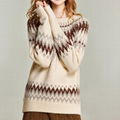Autumn and Winter Women's Jacquard Contrast Knitted Sweater Morandi Women's Pull