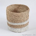 Striped Seagrass Weaved Storage Basket
