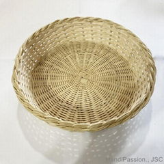 Round Wicker Buff Woven Storage Basket Kitchen Decor