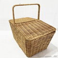 Wicker Buff Rattan Woven Picnic Basket with Lids and Handles 1