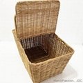 Wicker Buff Rattan Woven Picnic Basket with Lids and Handles 2