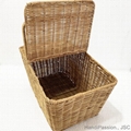 Wicker Buff Rattan Woven Picnic Basket with Lids and Handles