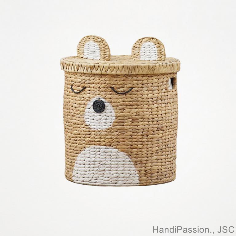 Water Hyacinth Animal Bear Fox Shaped Woven Basket Laundry Basket Storage Basket