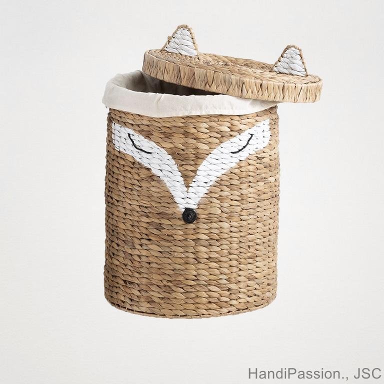 Water Hyacinth Animal Bear Fox Shaped Woven Basket Laundry Basket Storage Basket 2
