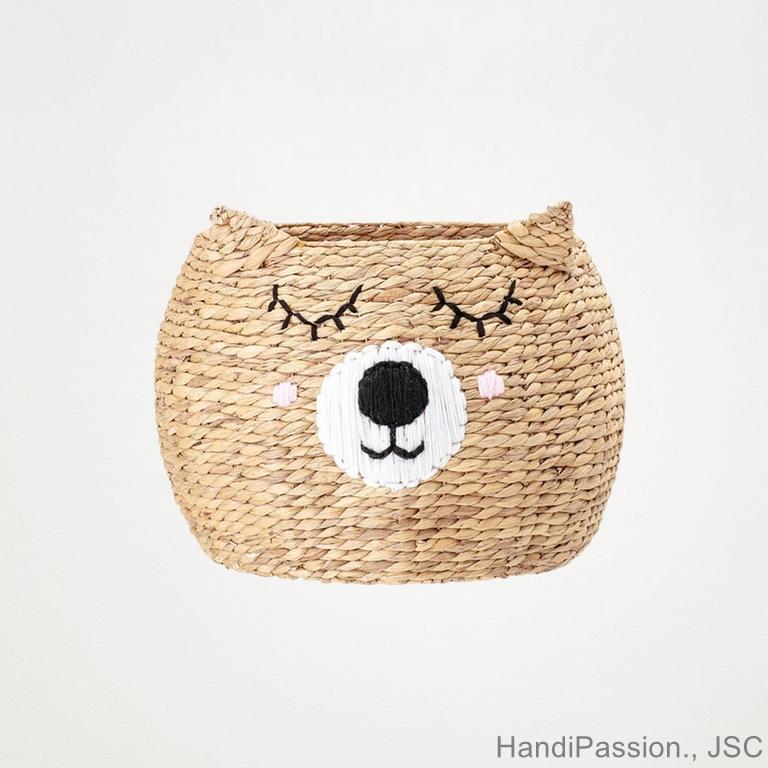 Water Hyacinth Animal Bear Fox Shaped Woven Basket Laundry Basket Storage Basket 3