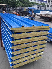 Insulated Sandwich Panel Fireproof Rock Wool Sandwich Roof Panel For Warehouse R