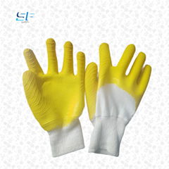 latex dipped work latex safety wavy foam coated gloves