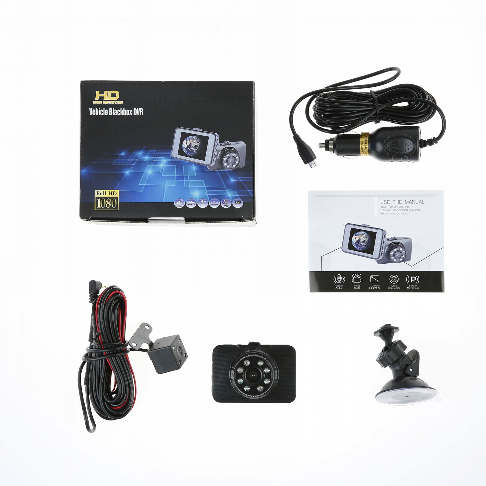 Night vision driving recorder high-definition 1080P 120 degree wide angle 5
