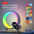 Smart Q-shape LED Bluetooth Speaker Alarm Clock RGB Colorful Night Light 1