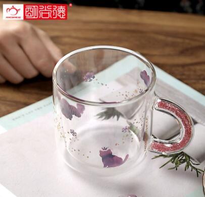 12oz double wall borosilicate glass cup wholesale birthday gift mug