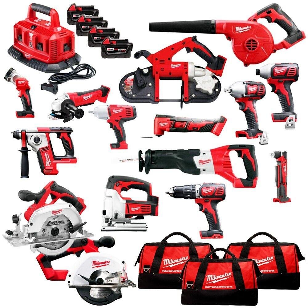 Milwaukees 2695-15 M18 18V Cordless Lithium-Ion 15-Tool Combo Kit with 4 Batteri
