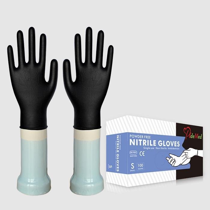 Widely used high quality nitrile disposable glovees powder free black disposable 5