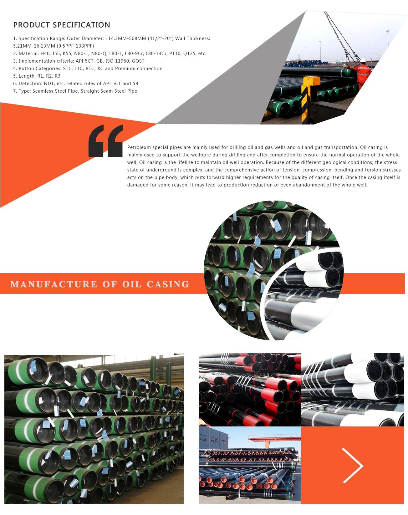 API 5CT J55 K55 N80 L80 P110 oil casing pipe and tubing 2