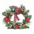 Puindo Artificial Christmas Decor Wreath with Flower, Balls, Bow and Berries