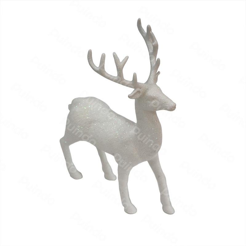 Puindo White Christmas Decorations Reindeer Figurine with Glitter