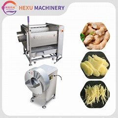 300-500kg/h Ginger Washing Peeling Slicing Shredding Machine