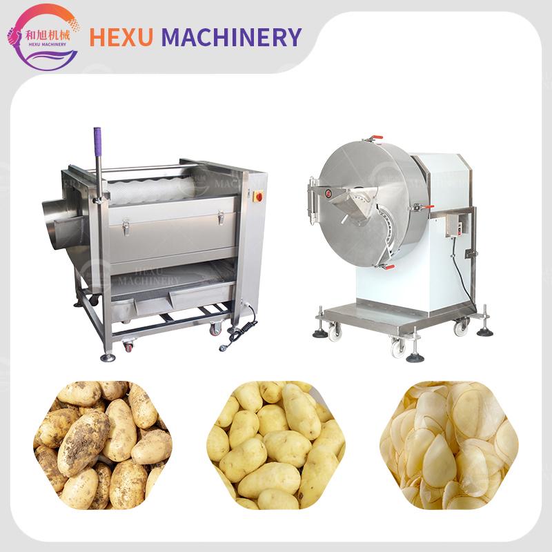Potato Peeler Washer Vegetable Slicer Potato Chips Making Machine