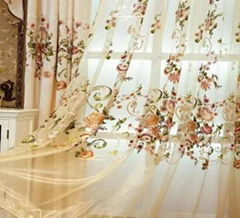 Mesh embroidered curtain fabric