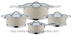 8 pcs Colored stainless steel straight cooker set with cover