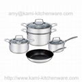 8PCS  3 tri-ply stainless steel pot cookware set