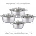 8PCS Double-ear soup pot set with glass cover