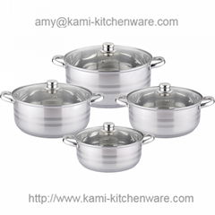 8PCS Double-ear soup pot set with glass cover