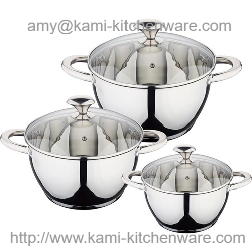 6PCS American style soup pot set with sloping bottom and glass cover