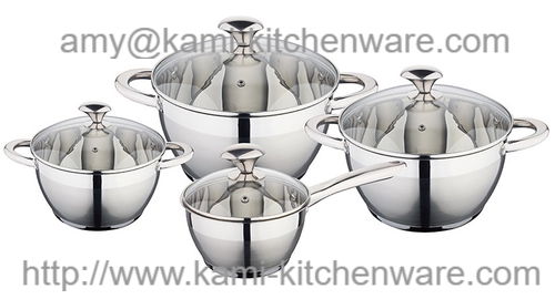 8PCS American style soup pot set with sloping bottom and glass cover