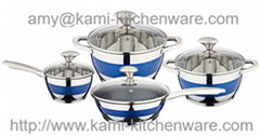 8PCS American style soup pot set with sloping bottom and glass cover