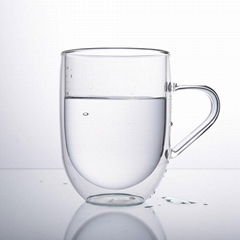 Customized Borosilicate Double Wall Glass Cups Glass Mug for Coffee Tea Hot Cold