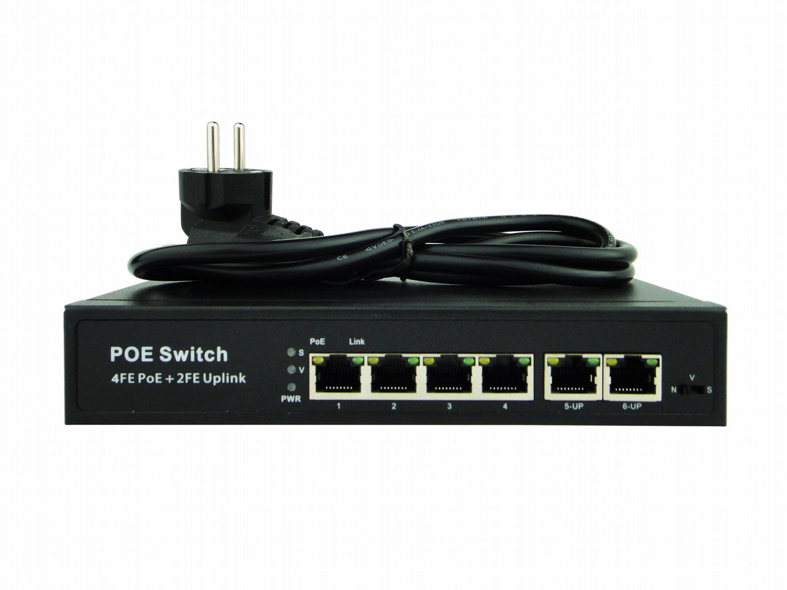 2+4 Port Unmanaged PoE Switch 10/100Mbps 80W Built-in Power Supply