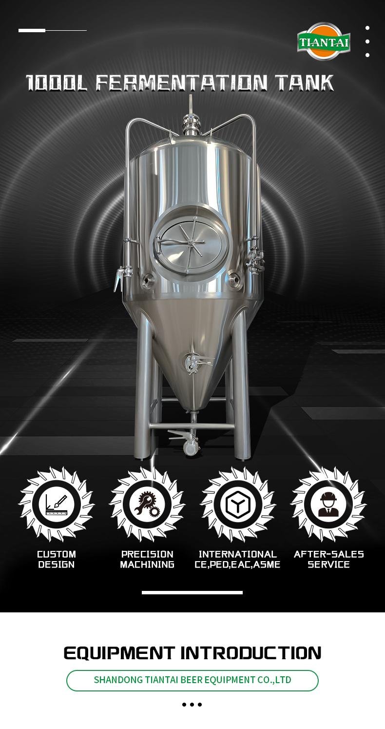 18HL Polished Beer Fermentation Tank Conical Bottom Customized Service