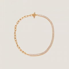 3104205 Zircon Chain Tbar Necklace