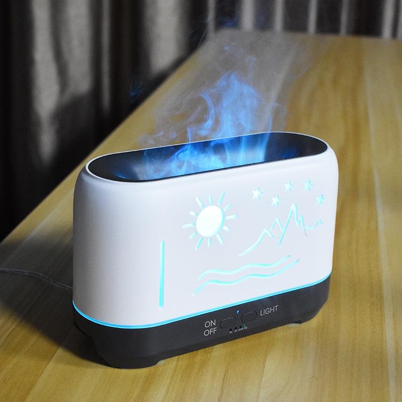 2023 Zhenqi Flame Humidifier 7 Colors LED Lights for Office With Remote Control  3