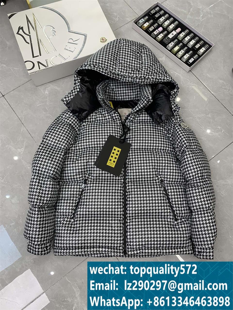 Autumn and winter men's houndstooth down jacket Size: 12345 5