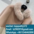 Two-tone cashmere poncho with detachable fur collar