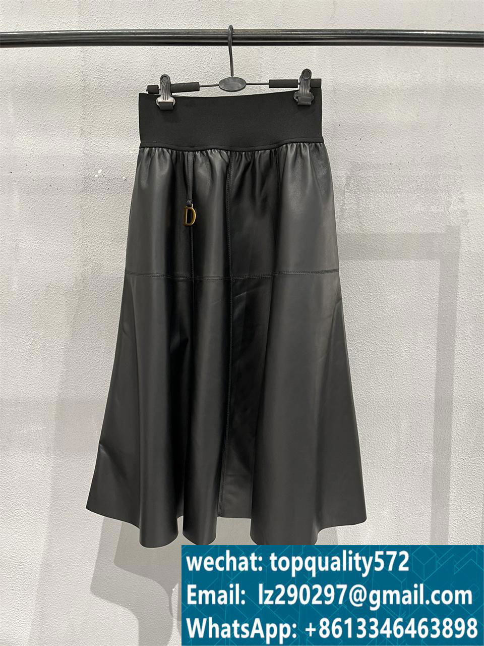 High-waisted sheepskin umbrella skirt with long hem 2