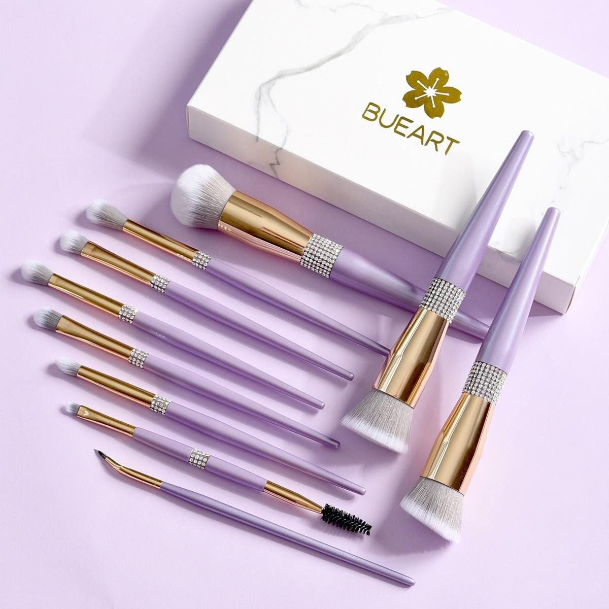 10 Clove Purple Diamond Makeup Brush Set