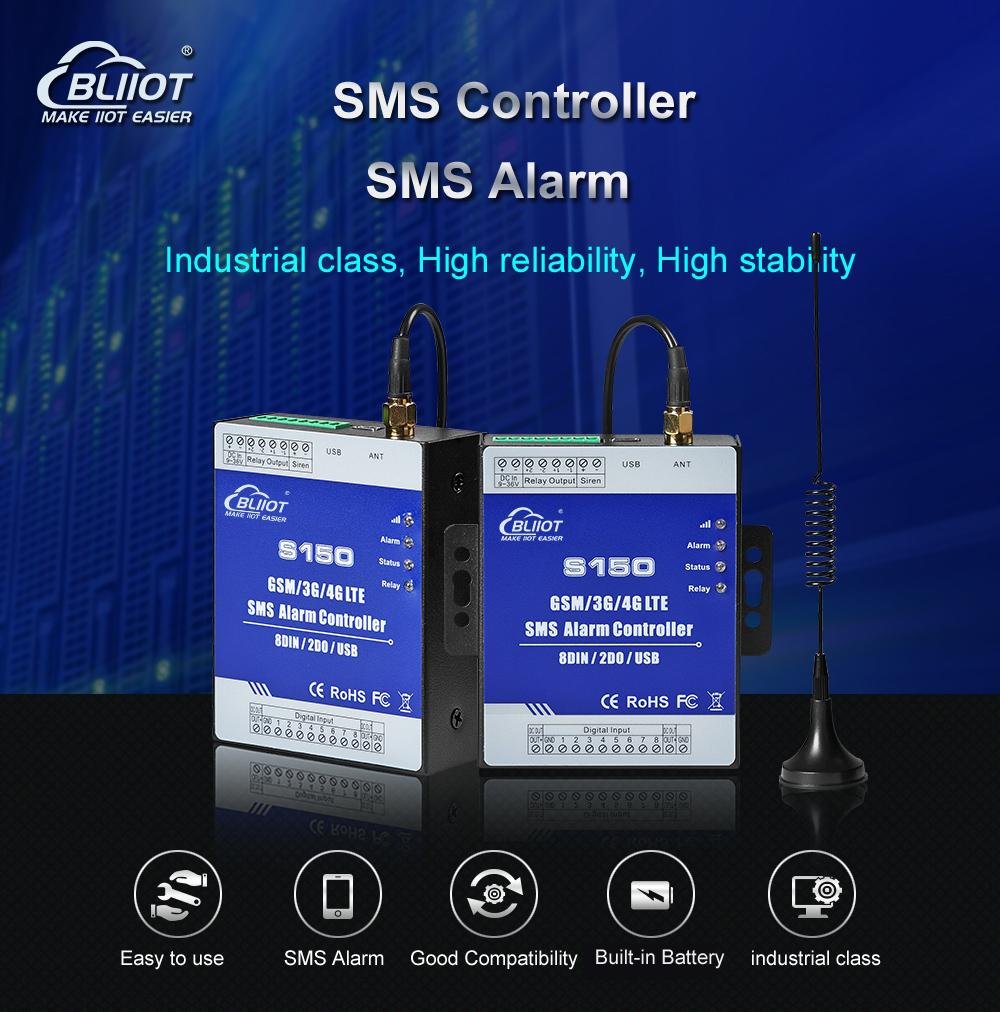 8DIN+2Relay 4G SMS Remote Monitoring Control System Alarm Controller