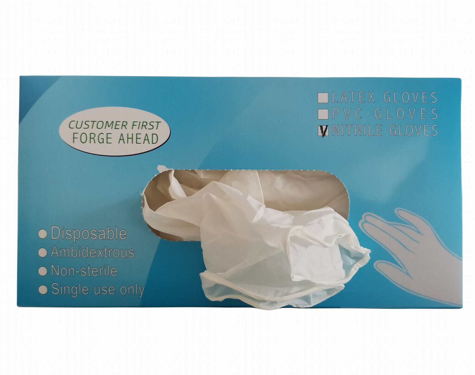 disposable white color nitrile examination gloves medical glove