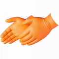 Disposabole orange diamond texture nitrile gloves for heavy duty working 