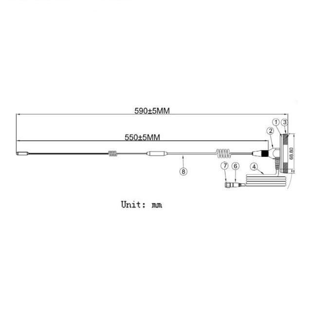 大磁铁安装15dBi高增益gsm 3g天线SMA公直590mm全向2g 3g车载鞭状天线 2