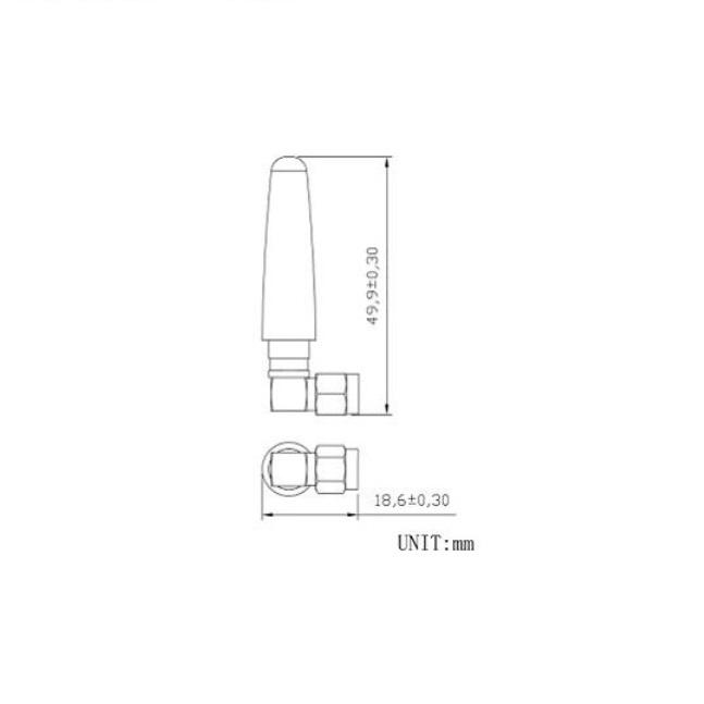 SMA彎公50mm長小尺寸全向gprs gsm 3g 4g lte橡皮天線 2