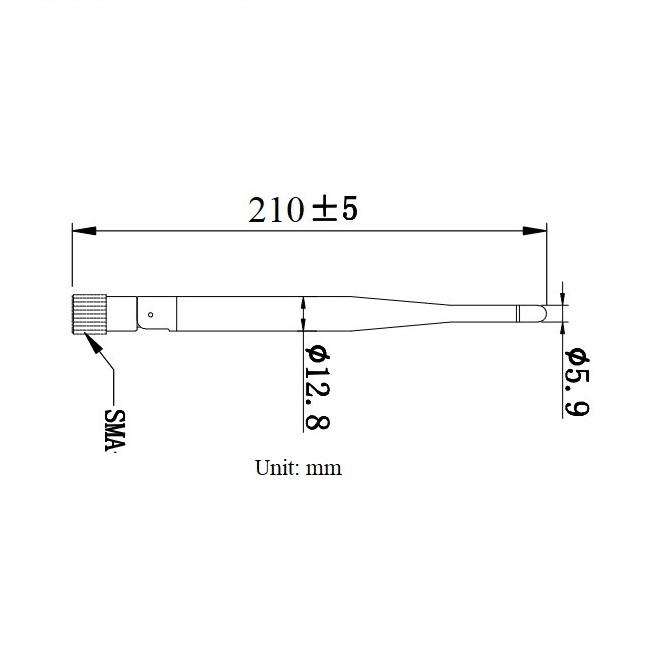 210mm长5dBi高增益折叠SMA公直全向gsm gprs 3g lte 4g橡皮天线 2