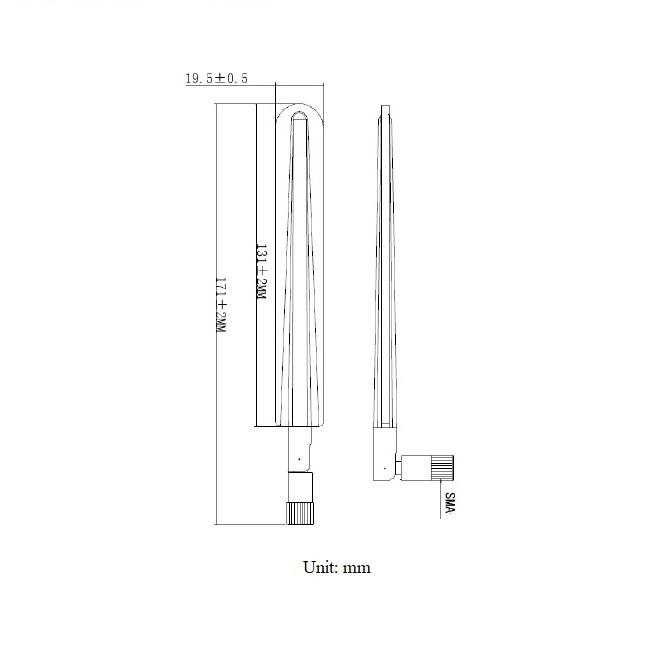 600-6000MHz wide range 2g 3g 4g 5g multi band flexible SMA male stubby antenna 2