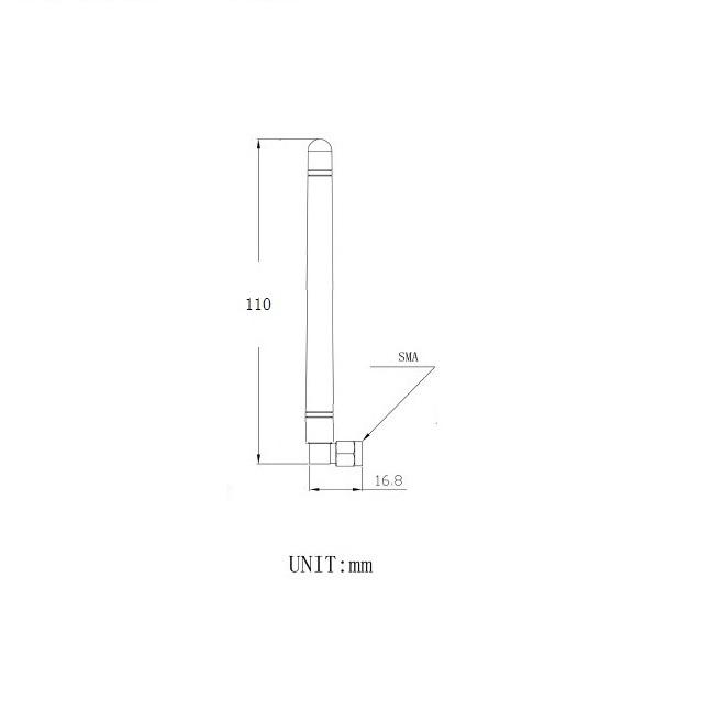 110mm RP-SMA male right angle omni directional 2.4GHz Zigbee WiFi rubber antenna 2