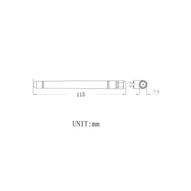 115mm长RP-SMA公直全向蓝牙2.4GHz WIFI胶棒天线 2