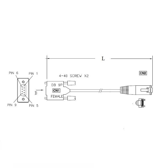 DB9母直RJ45转接线9P RS232延长线电脑DB9 RJ45连接线 2