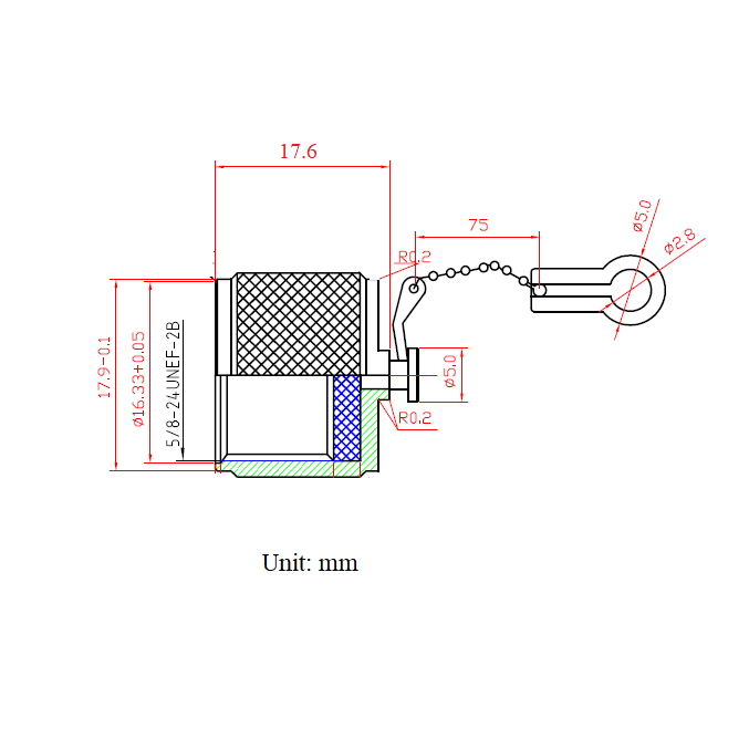 metal material with chain N protector N protect cover N female dust cap 2