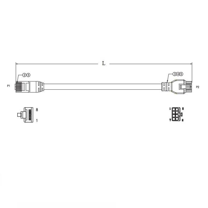 RJ45 micro fit Dupont Equivalent 8pin extension adapter electric connector cable 2